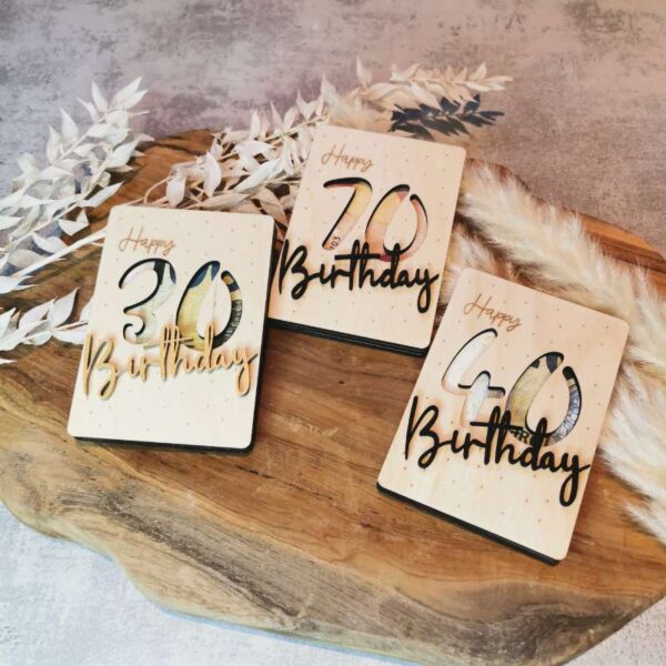 Geld- und Geschenkkartenverpackung für runde Geburtstage – Happy Birthday – Bild 3