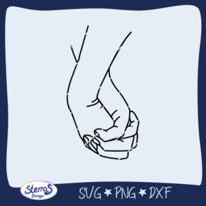 Schlichte Dateivorschau einer SVG/PNG/DXF-Grafik: eine Hand greift liebevoll die andere – Symbolik von Nähe und Vertrauen.