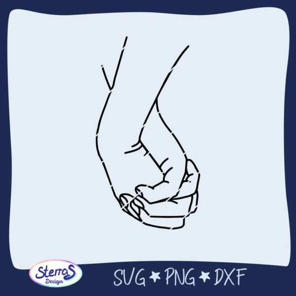 Schlichte Dateivorschau einer SVG/PNG/DXF-Grafik: eine Hand greift liebevoll die andere – Symbolik von Nähe und Vertrauen.