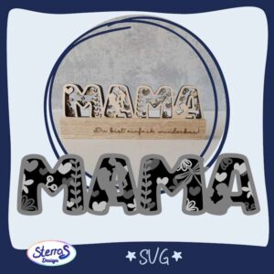 Laserdatei „MAMA“ mehrschichtig - Version 2 – Mutter mit Kind