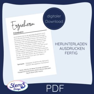 Definition Erzieherin - Druckvorlage