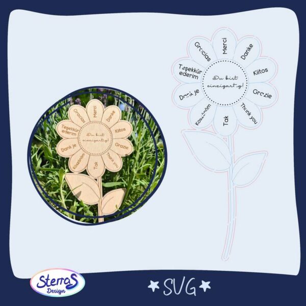 Sonnenblume Danke – Laserdatei mit 9 Varianten – Bild 2