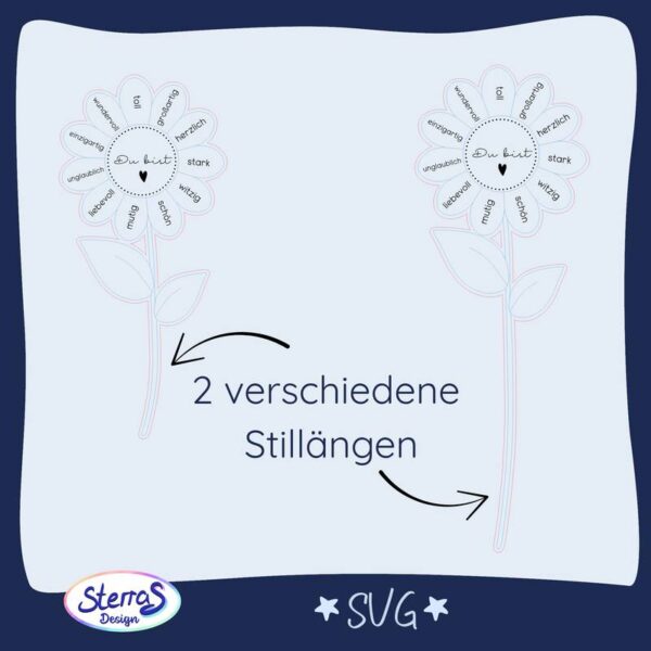 Laserdatei Sonnenblume „Du bist“ – positiver Blumenstecker zum Lasern