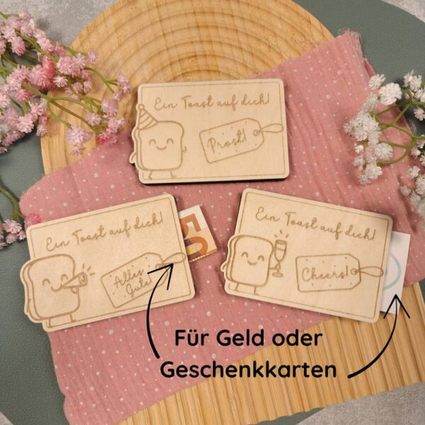 Geschenkkartenhalter "Ein Toast auf dich" – Bild 5