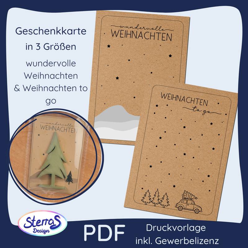 Geschenkkarten Set - wundervolle Weihnachten & Weihnachten to go