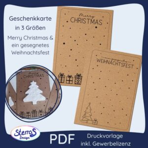 Geschenkkarten Set - ein gesegnetes Weihnachtsfest & Merry Christmas
